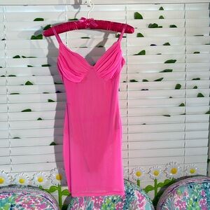 NWOT Aria bright pink bodycon dress